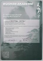 Qigong Kursleiterin - Graduierungsurkunde